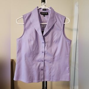 Jones New York Sleeveless Wrinkle Resistant Button-down Shirt MPetite